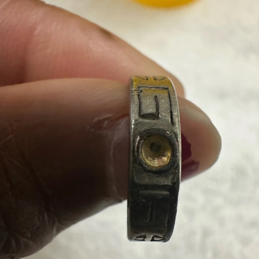 Greek key Pattern Ring and missing a stone